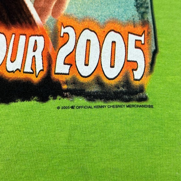 Vtg Kenny Chesney Tour T-Shirt Sz Medium Y2K Double Sided Bright Neon Green A9 - Picture 5 of 9